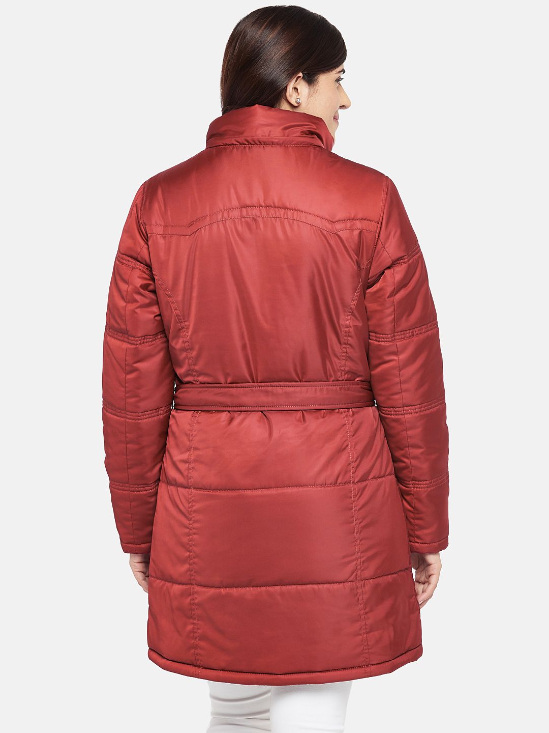 Red Fleece Lined Hooded Parka Jacket | Women